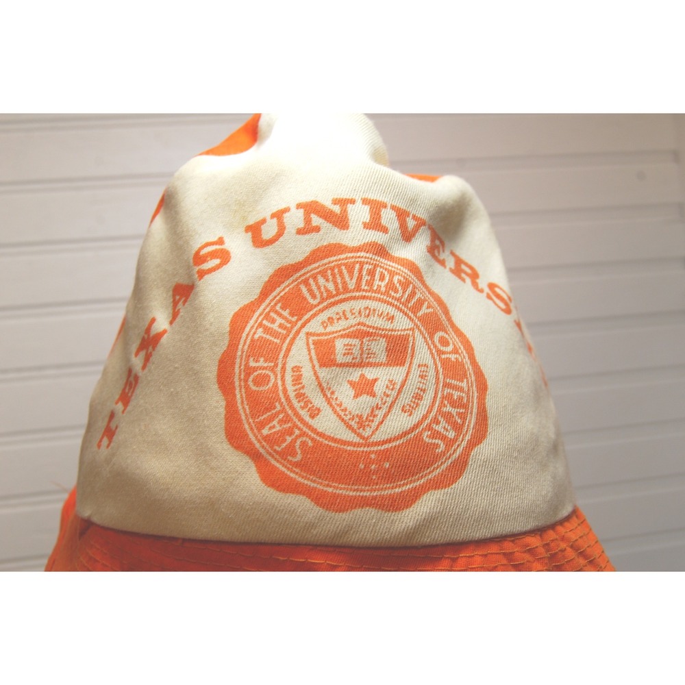 Vintage University of Texas hat Men's Medium Bucket Sailor Orange Crest Sta-well